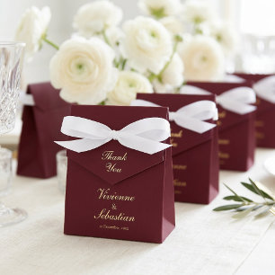 Modern Elegant Burgundy Gold Minimalist Wedding Favor Boxes