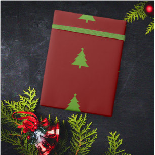 Modern Elegant Burgundy Green Christmas Wrapping Paper