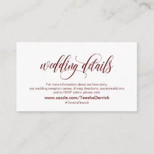 Modern Elegant, Burgundy, Our Wedding Details Enclosure Card
