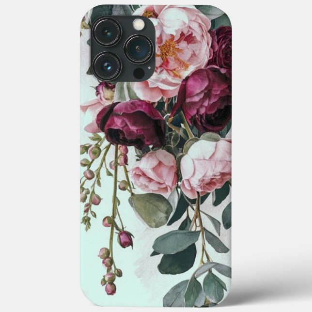 Modern elegant burgundy pink rose Case-Mate iPhone case (Back)