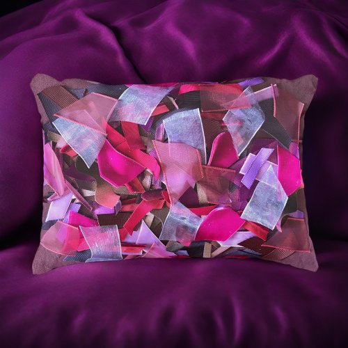 Modern elegant burgundy red pink purple ribbons  accent pillow