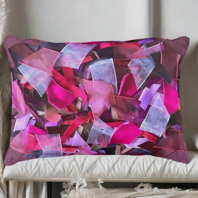 Modern elegant burgundy red pink purple ribbons  accent pillow (Creator Uploaded)