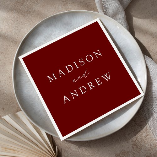 Modern Elegant Burgundy Wedding Napkins