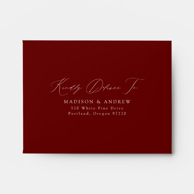 Modern Elegant Burgundy Wedding RSVP Envelope (Front)