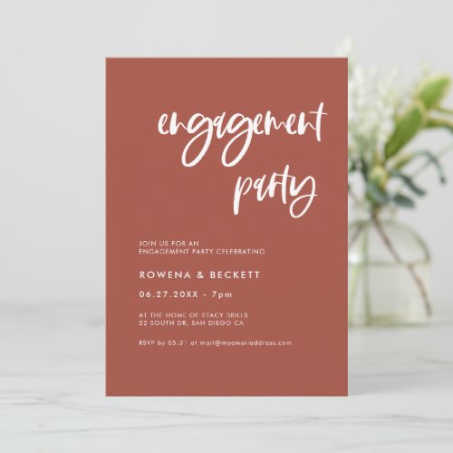 Modern elegant burnt brick Engagement party Invitation