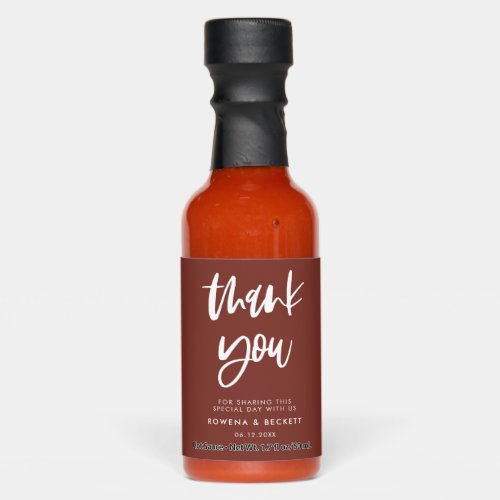 Modern elegant burnt brick Thank you wedding favor Hot Sauces