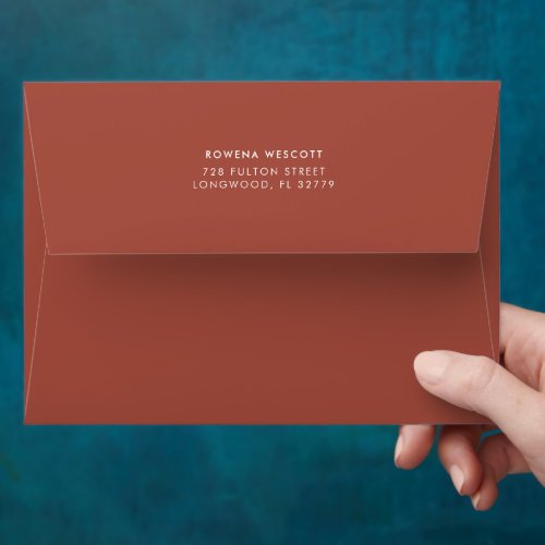 Modern elegant burnt brick wedding envelope