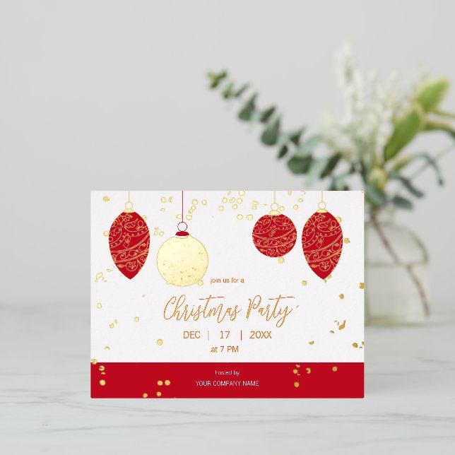 Modern Elegant Business Christmas  Foil Invitation (Standing Front)