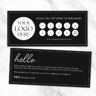 Modern Elegant Business Logo Black Loyalty Card