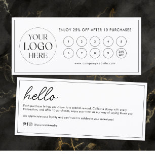 Modern Elegant Business Logo White Loyalty Card