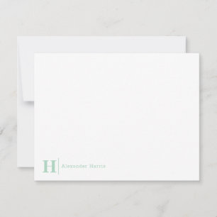 Modern Elegant Business Monogram Line Mint Green Note Card