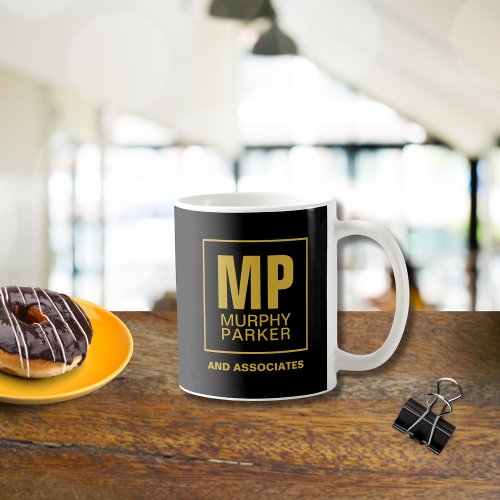 Modern Elegant Business Monogram Logo Black Gold  Coffee Mug
