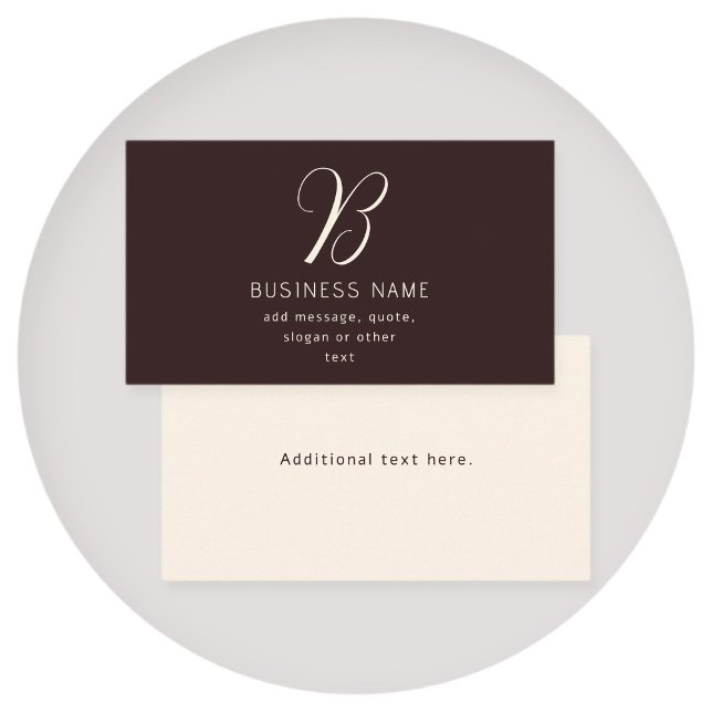 Modern Elegant Business Name Monogram | Dark Brown Business Card (Creator Uploaded)