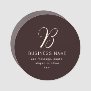 Modern Elegant Business Name Monogram Dark Brown Car Magnet
