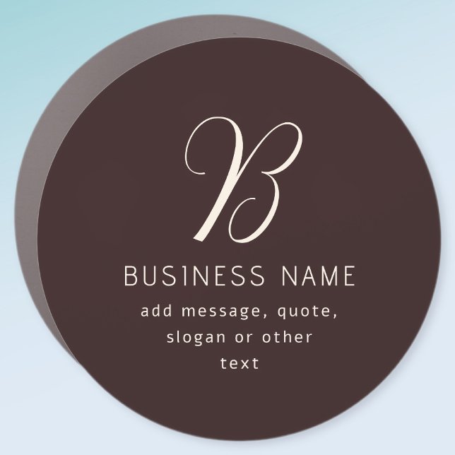 Modern Elegant Business Name Monogram | Dark Brown Car Magnet (Creator Uploaded)