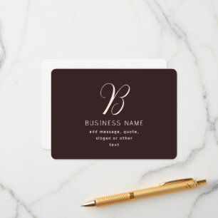 Modern Elegant Business Name Monogram   Dark Brown Enclosure Card