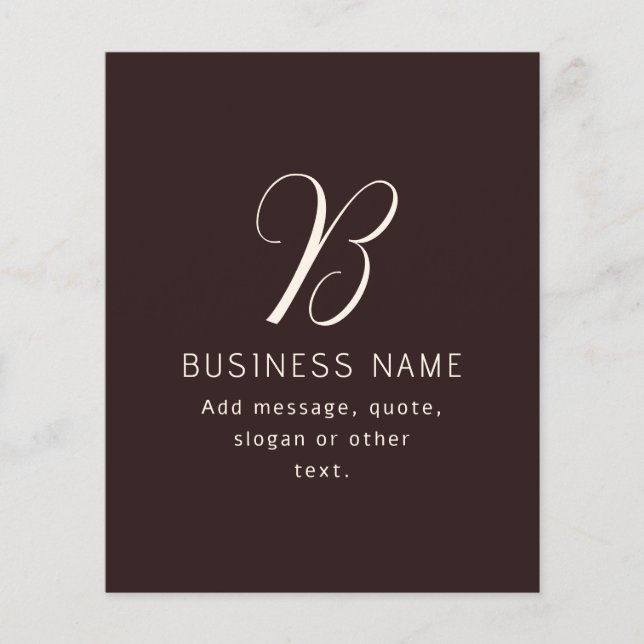 Modern Elegant Business Name Monogram | Dark Brown Flyer (Front)