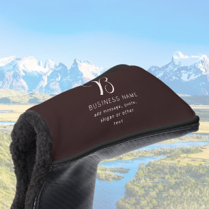 Modern Elegant Business Name Monogram   Dark Brown Golf Head Cover