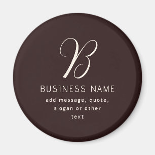 Modern Elegant Business Name Monogram Dark Brown Magnet