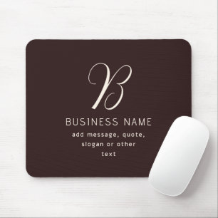 Modern Elegant Business Name Monogram Dark Brown Mouse Pad