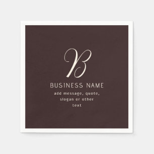 Modern Elegant Business Name Monogram Dark Brown Napkins