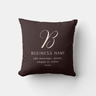 Modern Elegant Business Name Monogram Dark Brown Throw Pillow
