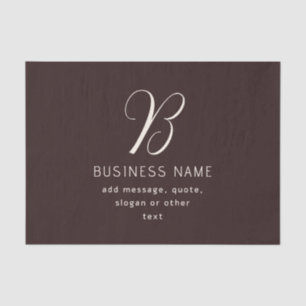 Modern Elegant Business Name Monogram Dark Brown Tissue Paper