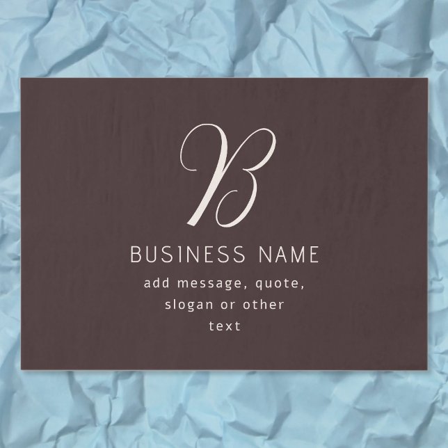 Modern Elegant Business Name Monogram | Dark Brown Tissue Paper (Creator Uploaded)