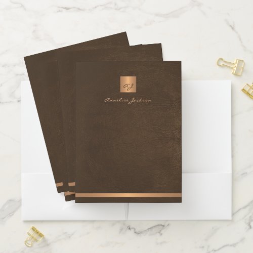 Modern elegant business professional monogrammed pocket folder