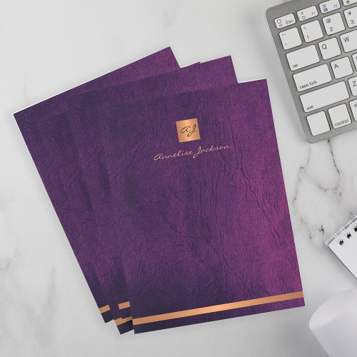 Modern elegant business professional monogrammed pocket folder