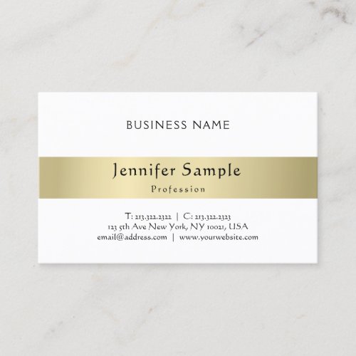 Modern Elegant Calligraphic Typed Plain Gold Look Business Card