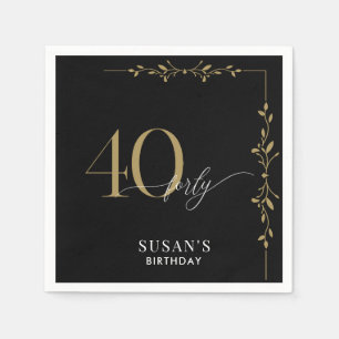 Modern Elegant Calligraphy 40th Birthday Napkins
