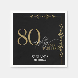 Modern Elegant Calligraphy 80th Birthday Napkins
