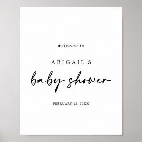 Modern Elegant Calligraphy Baby Shower Welcome  Poster