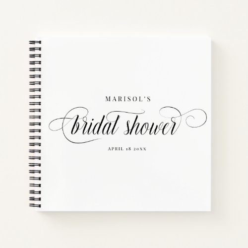 Modern Elegant Calligraphy Bridal Shower Guest Notebook