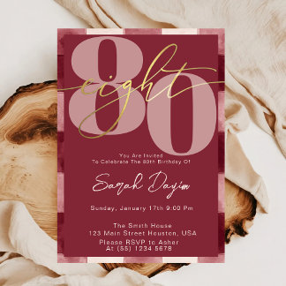 Modern Elegant Calligraphy EIGHTY 80th Birthday Invitation