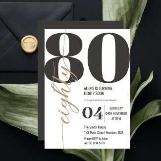 Modern Elegant Calligraphy EIGHTY 80th Birthday 