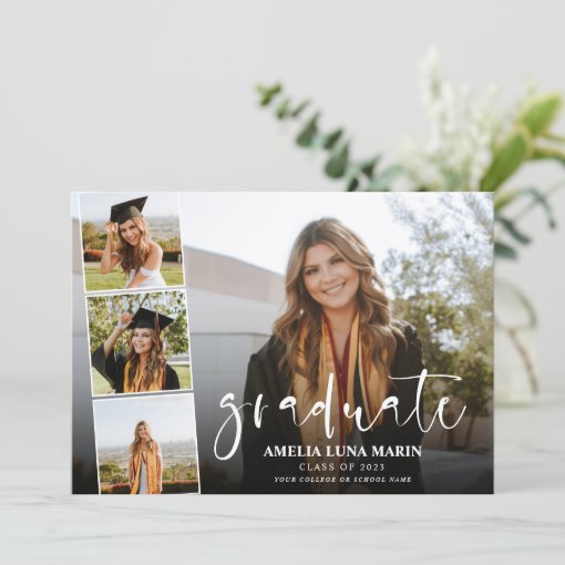 Modern Elegant Calligraphy Fun Graduation Invitation 