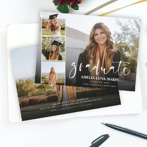 Modern Elegant Calligraphy Fun Graduation  Invitation