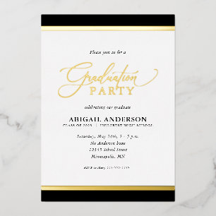 Modern Elegant Calligraphy Graduation Gold Foil Invitation
