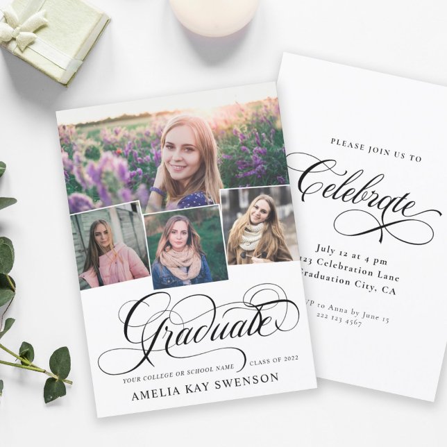 Modern Elegant Calligraphy Graduation Invitation (Creator Uploaded)