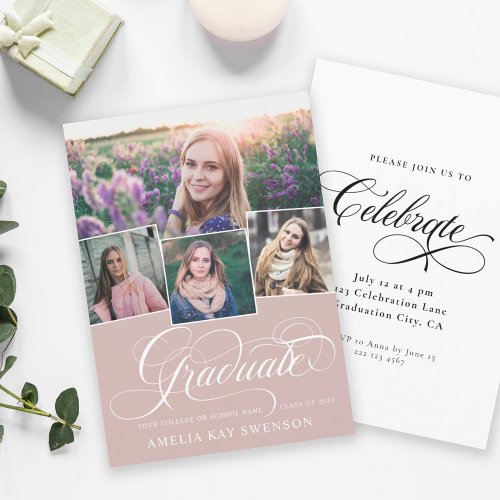 Modern Elegant Calligraphy Graduation Invitation