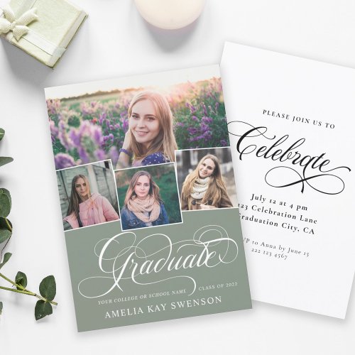 Modern Elegant Calligraphy Graduation Invitation