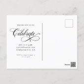 Modern Elegant Calligraphy Graduation Invitation Postcard (Back)