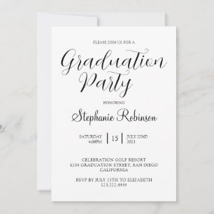 Modern Elegant Calligraphy Graduation Party Invitation