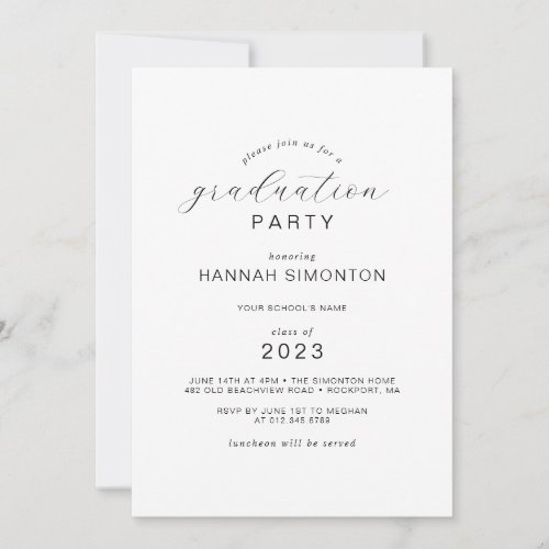 Modern Elegant Calligraphy Graduation Party Invitation