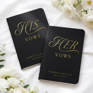 Modern Elegant Calligraphy His and Hers Wedding Foil Vow Books