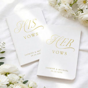 Modern Elegant Calligraphy His and Hers Wedding Foil Vow Books