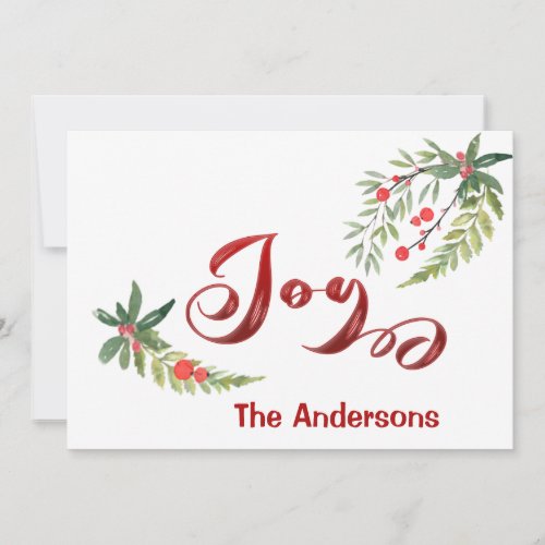 Modern elegant calligraphy joy botanical  holiday 