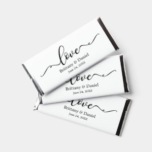 Modern Elegant Calligraphy Love Wedding Hershey Bar Favors